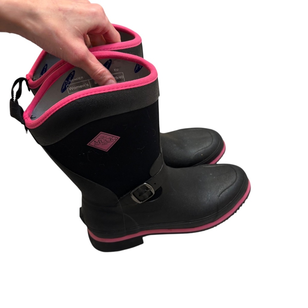 The original muck boot company pink & black reign equestrian boots 8 new - Picture 5 of 6
